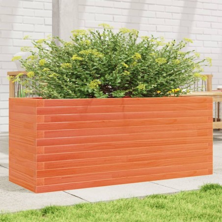 Jardinière cire marron 110x40x46 cm bois de pin massif 