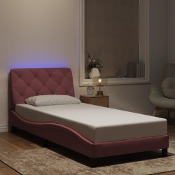 Cadre de lit avec lumières LED rose 80x200 cm velours 