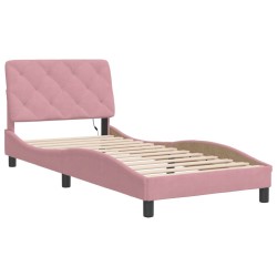 Cadre de lit avec lumières LED rose 80x200 cm velours 