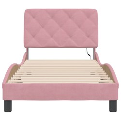 Cadre de lit avec lumières LED rose 80x200 cm velours 