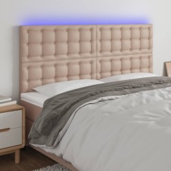 Tête de lit à LED Cappuccino 200x5x118/128 cm Similicuir 