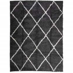 Tapis shaggy à poils longs moderne noir et crème 300x400 cm 