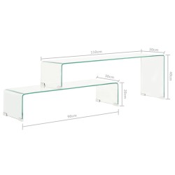 Ensemble de table basse 2 pcs 90x30x20/110x30x40cm Verre trempé 