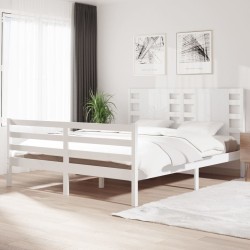 Cadre de lit sans matelas blanc 160x200 cm bois de pin massif 