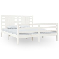 Cadre de lit sans matelas blanc 160x200 cm bois de pin massif 