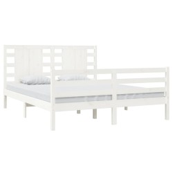 Cadre de lit sans matelas blanc 160x200 cm bois de pin massif 