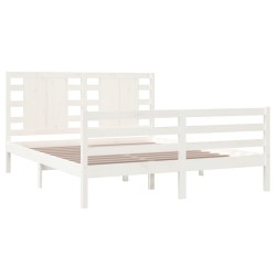 Cadre de lit sans matelas blanc 160x200 cm bois de pin massif 