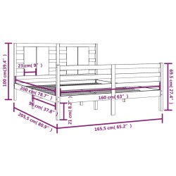 Cadre de lit sans matelas blanc 160x200 cm bois de pin massif 