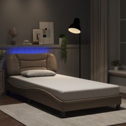 Cadre de lit avec LED sans matelas cappuccino 100x200 cm 