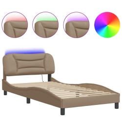 Cadre de lit avec LED sans matelas cappuccino 100x200 cm 