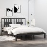 Cadre de lit sans matelas gris bois massif 