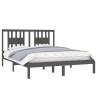 Cadre de lit sans matelas gris bois massif 