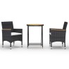 Ensemble de bistro de jardin 3 pcs rotin et bois d’acacia noir 