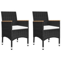 Ensemble de bistro de jardin 3 pcs rotin et bois d’acacia noir 