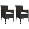 Ensemble de bistro de jardin 3 pcs rotin et bois d’acacia noir 