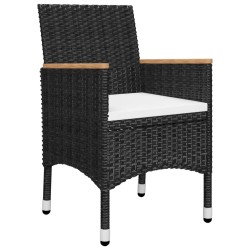 Ensemble de bistro de jardin 3 pcs rotin et bois d’acacia noir 