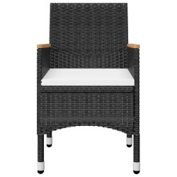Ensemble de bistro de jardin 3 pcs rotin et bois d’acacia noir 