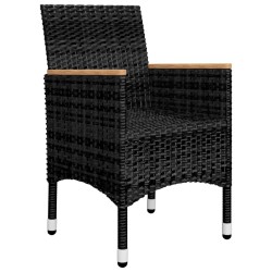 Ensemble de bistro de jardin 3 pcs rotin et bois d’acacia noir 