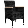 Ensemble de bistro de jardin 3 pcs rotin et bois d’acacia noir 