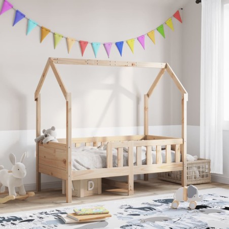Cadre de lit d'enfants forme de maison sans matelas pin 
