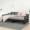 Lit coulissant sans matelas noir bois de pin massif 