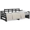 Lit coulissant sans matelas noir bois de pin massif 