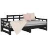 Lit coulissant sans matelas noir bois de pin massif 