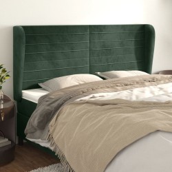 Tête de lit avec oreilles Vert foncé 203x23x118/128 cm Velours 