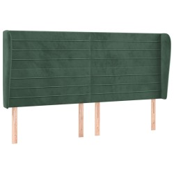 Tête de lit avec oreilles Vert foncé 203x23x118/128 cm Velours 