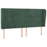 Tête de lit avec oreilles Vert foncé 203x23x118/128 cm Velours 