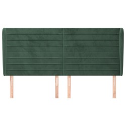 Tête de lit avec oreilles Vert foncé 203x23x118/128 cm Velours 