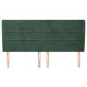 Tête de lit avec oreilles Vert foncé 203x23x118/128 cm Velours 