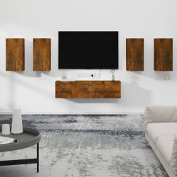 Ensemble de meubles TV 6 pcs Chêne fumé Bois d'ingénierie 