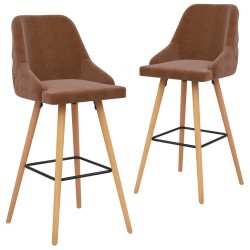 Tabourets de bar lot de 2 marron velours 