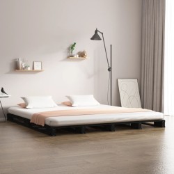 Lit de palette sans matelas noir bois massif 