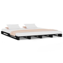 Lit de palette sans matelas noir bois massif 