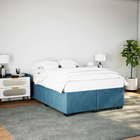 Cadre de lit sans matelas bleu 140x190 cm velours 