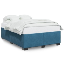 Cadre de lit sans matelas bleu 140x190 cm velours 