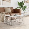 Table basse argenté 80x80x40 cm acier inoxydable et verre 
