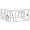 Table basse argenté 80x80x40 cm acier inoxydable et verre 
