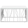 Table basse argenté 80x80x40 cm acier inoxydable et verre 
