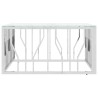 Table basse argenté 80x80x40 cm acier inoxydable et verre 