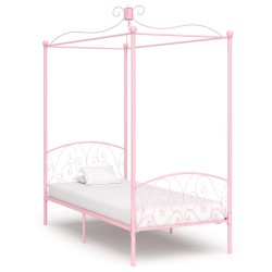 Cadre de lit à baldaquin sans matelas rose métal 90x200 cm 