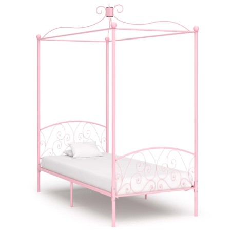 Cadre de lit à baldaquin sans matelas rose métal 90x200 cm 
