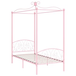Cadre de lit à baldaquin sans matelas rose métal 90x200 cm 