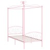 Cadre de lit à baldaquin sans matelas rose métal 90x200 cm 