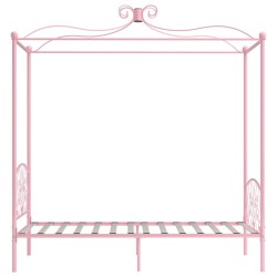 Cadre de lit à baldaquin sans matelas rose métal 90x200 cm 