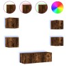 Meuble TV muraux 5 pcs avec lumières LED chêne fumé 