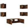 Meuble TV muraux 5 pcs avec lumières LED chêne fumé 