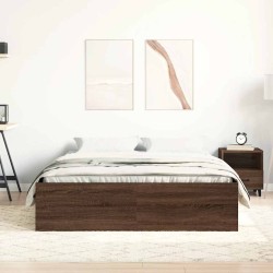 Cadre de lit sans matelas chêne marron 140x190 cm 